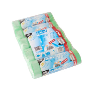 PAPSTAR Müllbeutel mit Zugband - 30 L, HDPE, grün, 5x 25 Stück