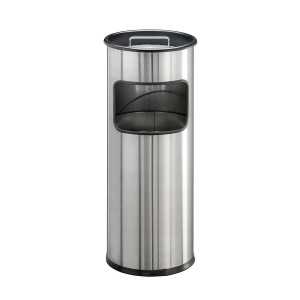DURABLE Papierkorb mit Ascher EDELSTAHL - Ø260 x 620 mm, 17 l, metallic silber