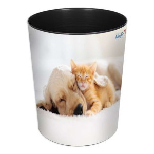 LÄUFER Papierkorb Hund und Katze - 13 L, Ø 30cm rund