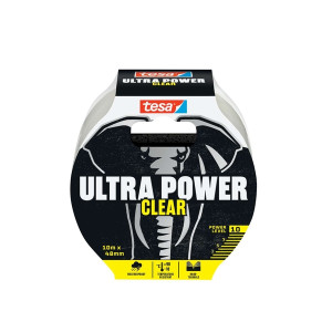 TESA Gewebeband Reparaturband Ultra Power Clear - 10 m x 48 mm, transparent