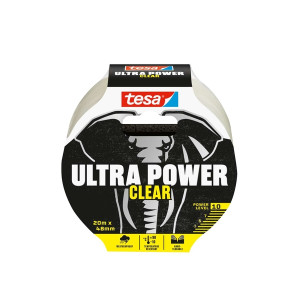 TESA Gewebeband Reparaturband Ultra Power Clear - 20 m x 48 mm, transparent