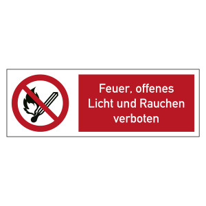 Bodenmarkierung Verbotsschild Feuer, offenes Licht und Rauchen verboten