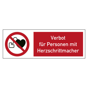 Kombischild Verbotszeichen Verbot für Personen mit Herzschrittmacher