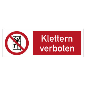 Bodenmarkierung Verbotsschild Klettern verboten