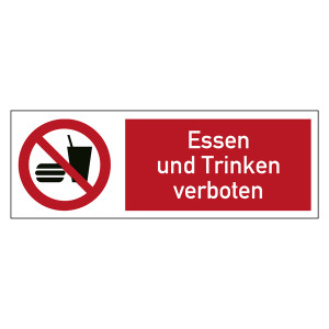 Kombischild Verbotszeichen Essen und Trinken verboten