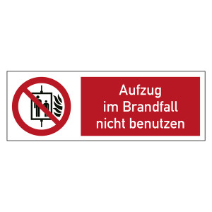 Bodenmarkierung Verbotsschild Aufzug im Brandfall nicht benutzen