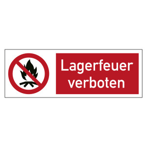 Kombischild Verbotszeichen Lagerfeuer verboten