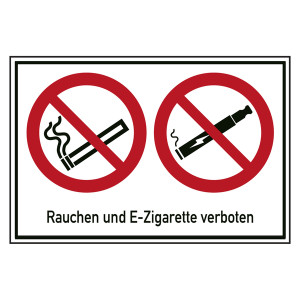 Verbotsschild Rauchen und E-Zigarette verboten Kombischild