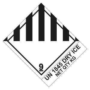 Gefahrzettel Gefahrgutaufkleber Klasse 9 Verschiedene gefährliche Stoffe und Gegenstände mit UN 1845 DRY ICE NET QTY KG