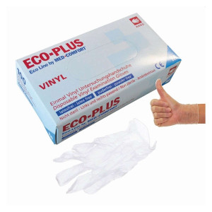 ECO-PLUS Einmalhandschuhe - Größe L, 100 Stück, Vinyl, weiß