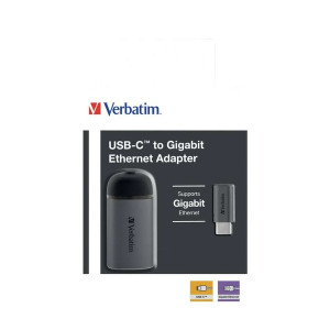 VERBATIM USB-C auf Gigabit Ethernet Adapter - Netzwerkadapter um Geräte per Kabel mit einem Netzwerk zu verbinden, inkl. 10 cm USB-C-Kabel