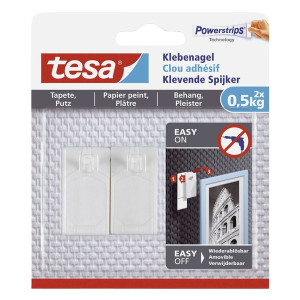 TESA Powerstrips® Klebenagel - ablösbar, Tragfähigkeit 500 g, weiß, 2 Stück