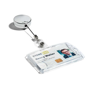 DURABLE Ausweiskartenhalter Jojo Chrome, Ø 40 mm, Länge: 80 cm, metallic silber, 10 Stück