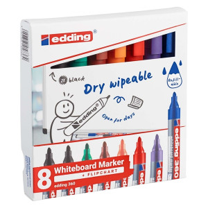 EDDING 360 Boardmarker - nachfüllbar, 1,5 - 3mm, 8er Set sortiert