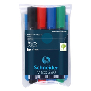 SCHNEIDER Board-Marker Maxx 290 - 2-3 mm, 4er Etui sortiert