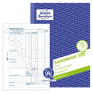 AVERY ZWECKFORM 1265 Kassenbericht Recycling - A5, MP, BP, 50 Originale
