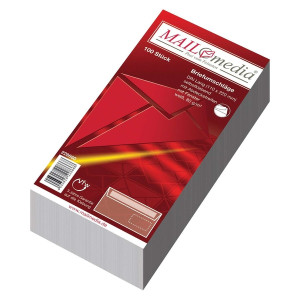 MAILMEDIA Briefhülle - DL, weiß, haftklebend, Innendruck, mit Fenster, 80 g/qm, 100 Stück