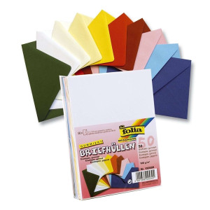 FOLIA Briefumschlag - C 6, 10 Farben sortiert, 120 g/qm, 50 Stück