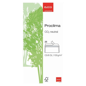ELCO Briefhülle Proclima - C5/6 DIN lang, hochweiß, Haftklebung, 100 g/qm, 25 Stück Box