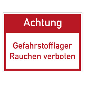 Verbotszeichen Achtung Gefahrstofflager Rauchen verboten