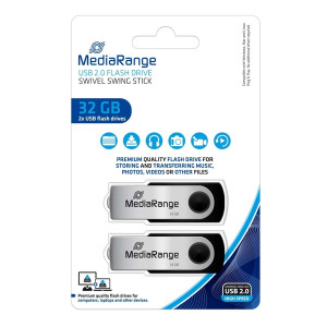 MEDIARANGE USB Stick 2.0 high Speed inkl. URA, 32GB, 2 Stück