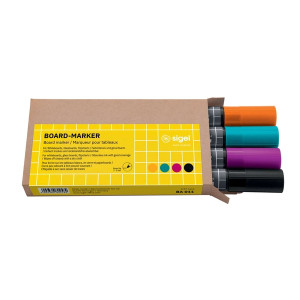 SIGEL Boardmarker Rundspitze - nachfüllbar, 2 - 3 mm, sortiert, 4 Stück, BA011