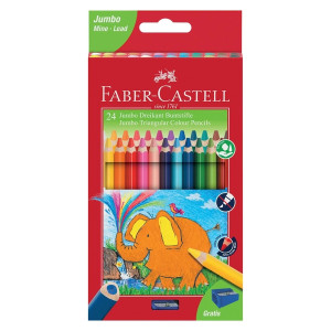 FABER CASTELL Buntstift Jumbo Dreikantform - 24 Farben sortiert, Kartonetui
