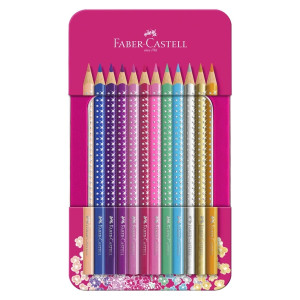 FABER CASTELL Buntstifte Sparkle - 12 Farben sortiert, Metalletui