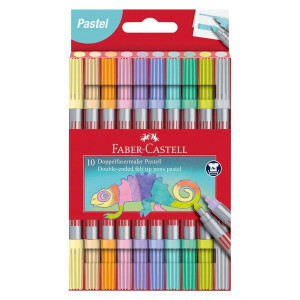 FABER CASTELL Faserschreiber Duo Pastell - 10 Farben sortiert