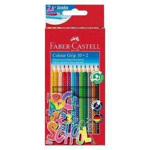 FABER CASTELL Buntstift Colour GRIP - 12er Promotionset - 10 Buntstifte und 2 Butstifte gratis
