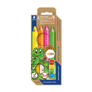 STAEDTLER Farbstifte Noris® junior 140 - Kartonetui 4 Stifte Neon und 1 Spitzer