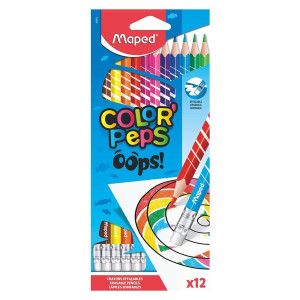 MAPED Farbstiftetui Color'Peps OOPS - 12 Farben sortiert, mit Radiergummi