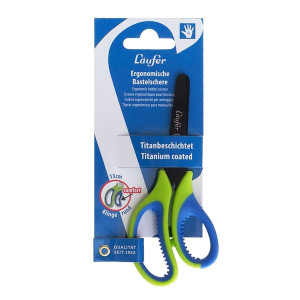 LÄUFER Bastelschere - 13 cm, rund, grün/blau