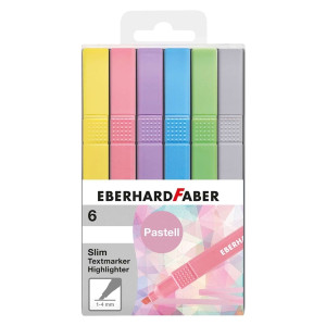 EBERHARD FABER Textmarker Slim - 6er Etui, Pastellfarben sortiert