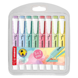 STABILO Textmarker swing® cool Pastel - 5+3er Pack - mit 8 verschiedenen Farben