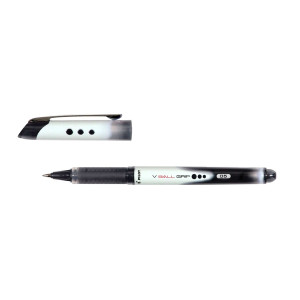 PILOT Tintenroller V-Ball Grip 05, mit Kappe, druckresistent, gummierte Griffzone, 0.5mm (F), schwarz