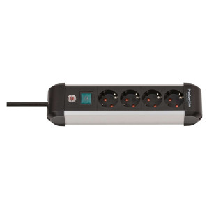 BRENNENSTUHL Steckdosenleiste Premium ALU-Line+Schalter, 4-fach, schwarz