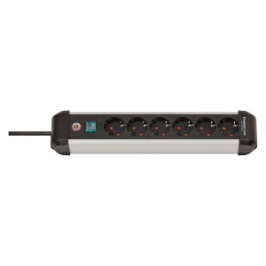 BRENNENSTUHL Steckdosenleiste Premium ALU-Line-Schalter, 6-fach, schwarz