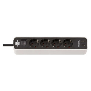 BRENNENSTUHL Steckdosenleiste Ecolor+Schalter, 4-fach USB-C, weiß/schwarz