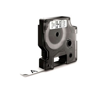 DYMO Schriftband D1 Hochleistung Polyester - laminiert 5 5 m x 12 mm permanent haftend schwarz/weiß