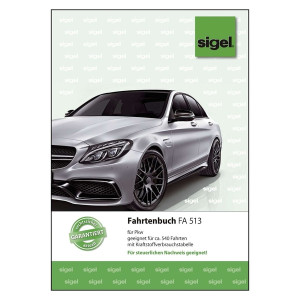 SIGEL Fahrtenbuch für Pkw - mit Klammerheftung, A5, 32 Blatt