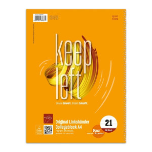 URSUS Style Collegeblock LIN21 für Linkshänder, A4, 80 Blatt, 70g/m², liniert