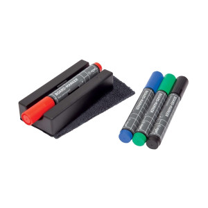SIGEL Board-Eraser + 4 Board-Marker schwarz, rot, grün, blau