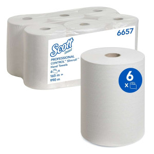 SCOTT Rollenhandtuch Slimroll - 1-lagig, weiß, 6 Rollen à 165 m
