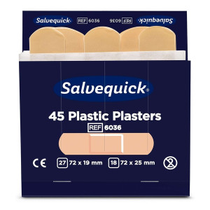 Salvequick Pflaster-Strips - 6x 45 Stück, wasserabweisend Plastic