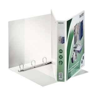 LEITZ 4285 Ringbuch Präsentation - A4, PP, 4 Ringe, 30 mm, weiß, mit Taschen