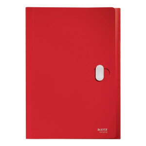 LEITZ 4624 Fächermappe Recycle - A4, 5 Fächer, 250 Blatt, PP, klimaneutral, rot