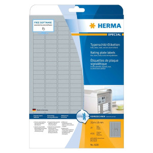 HERMA 4220 Typenschildetiketten - 25,4 x 10 mm, silber, extrem stark haftend, matt, 4.725 Stück