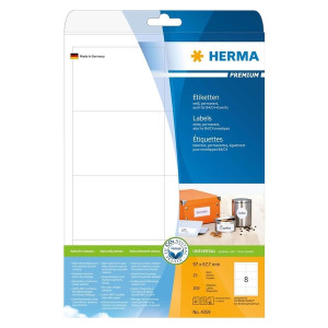 HERMA 4359 Etiketten Premium - 97 x 67,7 mm, weiß, matt, Rand, 200 Stück