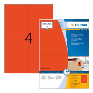 HERMA 4397 Universaletiketten SuperPrint - 105 x 148 mm, rot, matt, 400 Stück